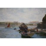EDWIN BINNEY. Camaes Bay, Anglesey, with boats and figures, see verso, signed and dated 1913 lower