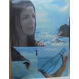A VINTAGE DOUBLE SIDED CARDBOARD ADVERTISING SIGN FOR DAVIDOFF COOL WATER WOMAN, approx. 70.5 x 50 x