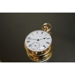 A HALLMARKED 18 CARAT GOLD OPEN FACED MANUAL WIND POCKET WATCH, movement No. 78152, engraved Co-