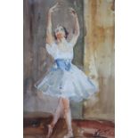 (XX). Study of a ballerina, indistinctly signed lower right, watercolour, framed and glazed, 35 x 26