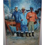 JOE EVERSOHN - SOUTH AFRICAN (XXI). 'Cape Town Fishermen', signed lower left, mixed media, framed