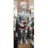 A LATE 20th CENTURY FULL-SIZED CARLOS V OF SPAIN EMBOSSED SUIT OF ARMOUR, hand crafted in steel