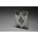 A MOTHER OF PEARL AND ABALONE CARD CASE, H 10.5 cm