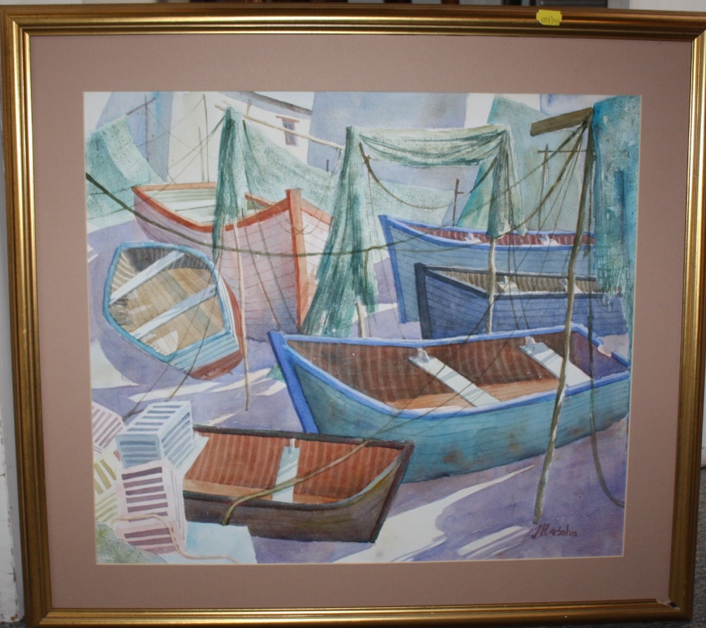 JOE EVERSOHN - SOUTH AFRICAN (XXI). 'Cape Town Harbour', signed lower right, watercolour, framed, - Image 3 of 3