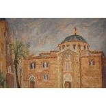 FRANCOISE FORT CLARKE (XX). Study of Santa Lucia, Church, Athens, see label verso, signed lower