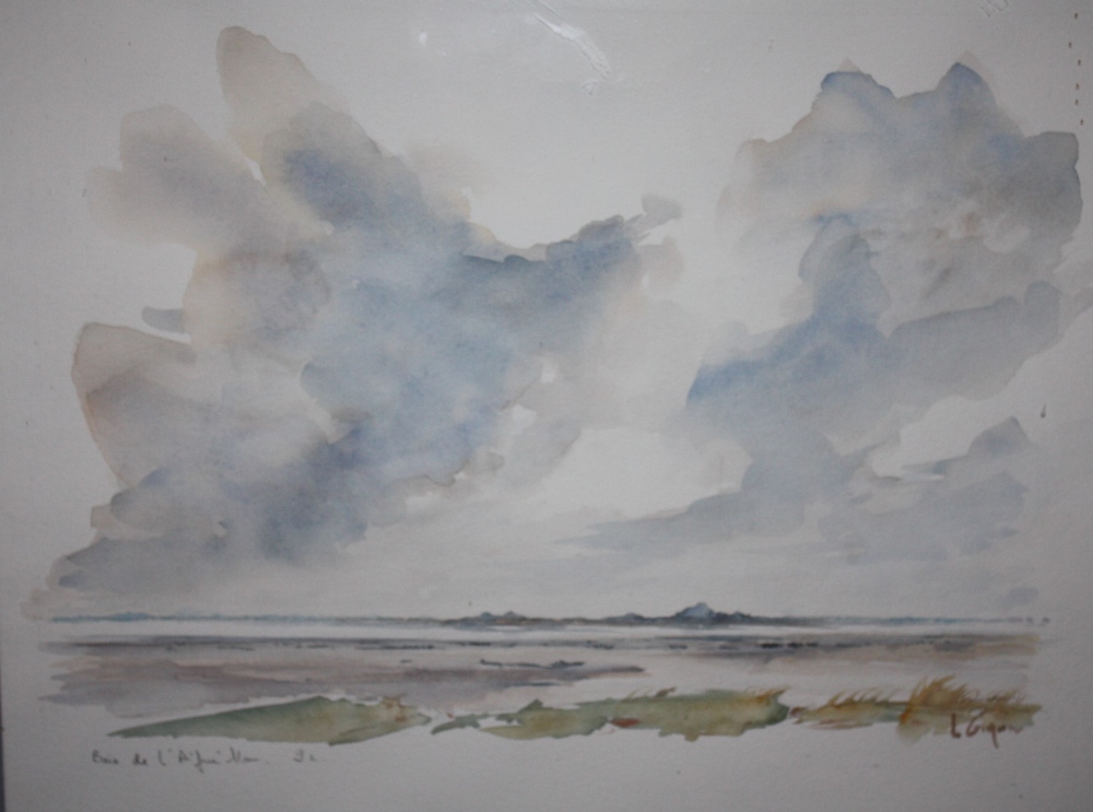 YVES LE GIGAN (XX). French coastal landscape, signed lower right, watercolour, framed and glazed, 30