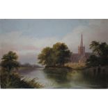 G. WILLIAMS (XIX-XX). English school 'Stratford on Avon Church from the river', see verso, signed