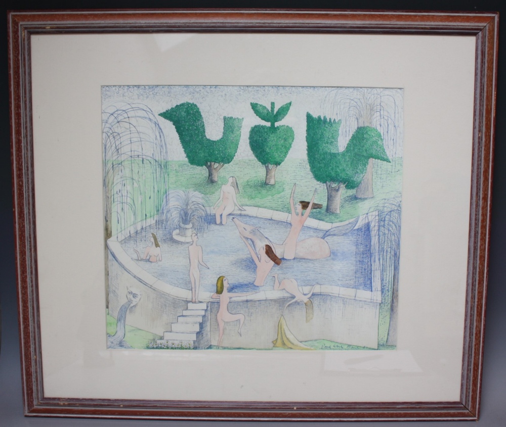 PAUL WHITE (XX). Modernist school, young female nude in a fountain 'The Fountain of Youth' see - Image 2 of 3