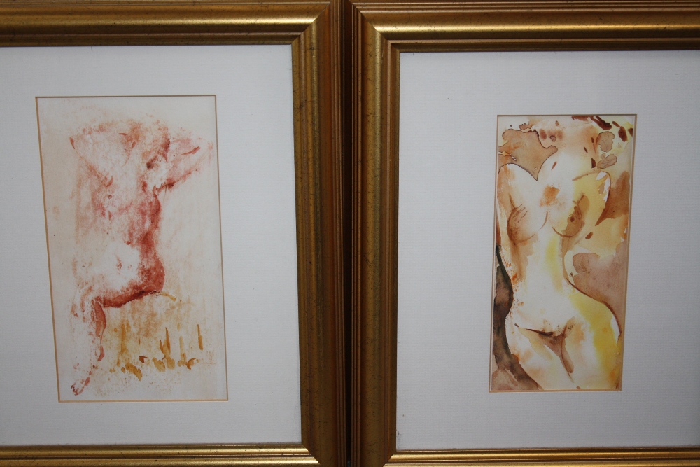 CZECH SCHOOL (XXI). Four female nude studies, watercolours, gilt framed and glazed, 22.5 x 12 cm ( - Image 2 of 3