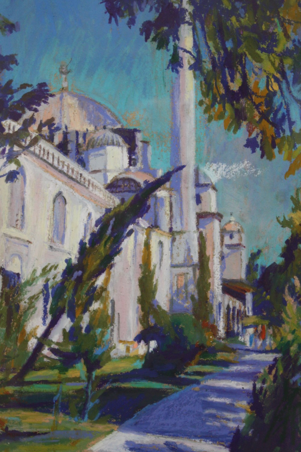 VANESSA BOWMAN (XX). British school, 'The Suleymani Mosque, Istanbul', signed lower right, pastels