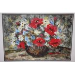 CZECH SCHOOL (XXI). Four impressionist floral studies, bearing signatures but indistinct, oils on