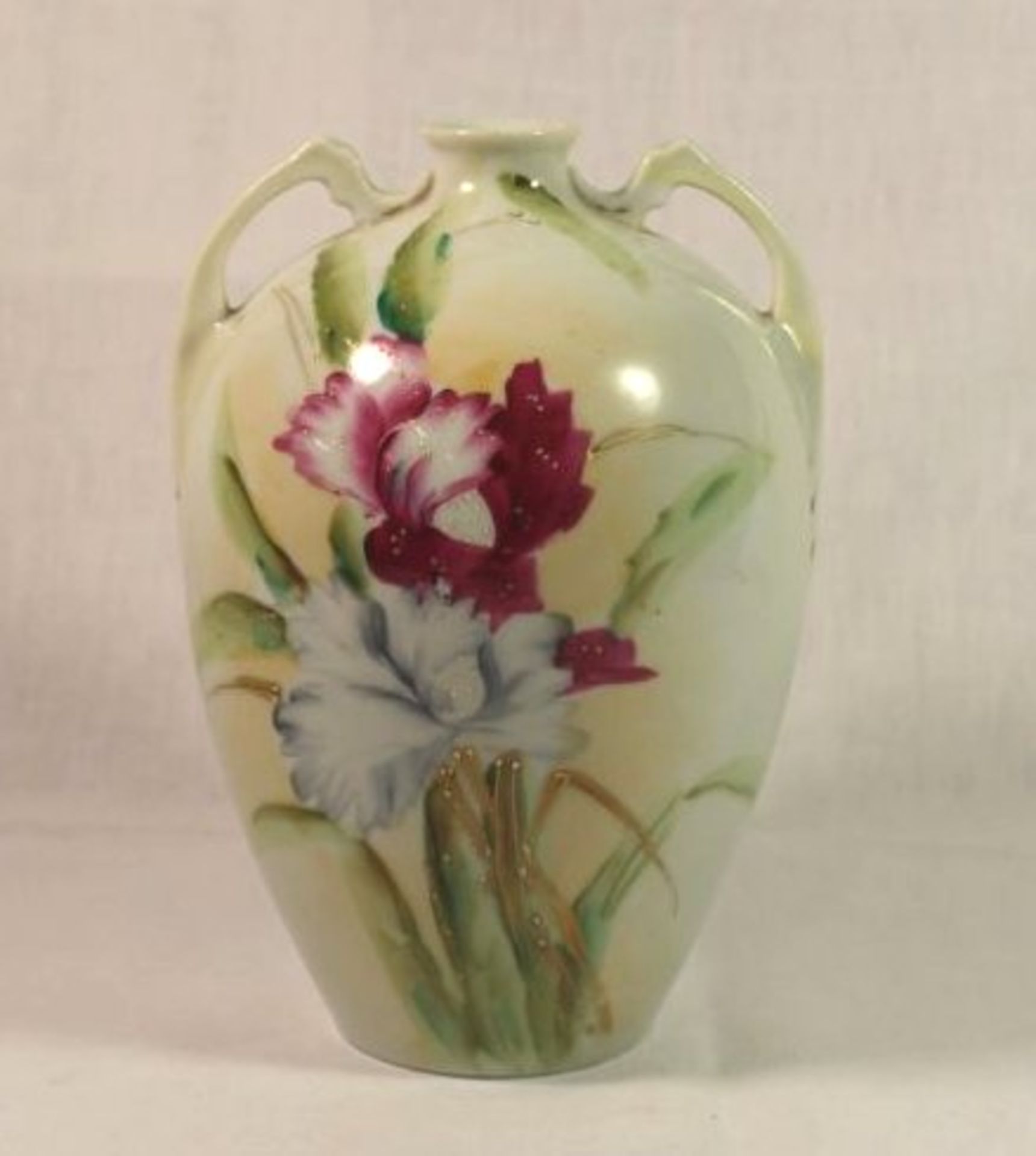 Jugendstil-Vase, handbemalt, "Nippon" Japan, berieben, H-21cm.