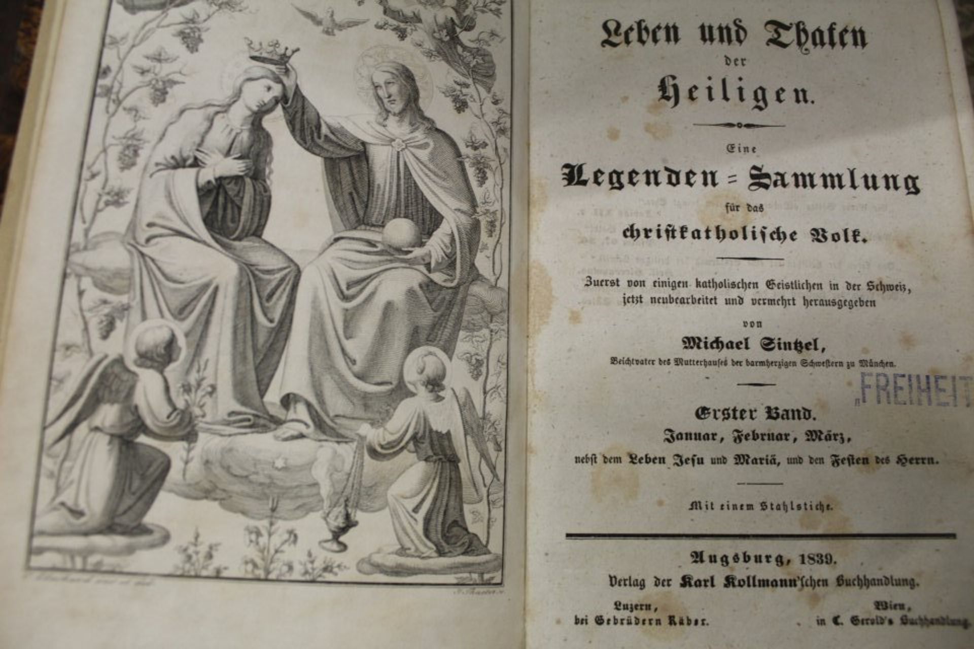 "Leben und Thaten der Heiligen" Augsburg 1840, Legenden-Sammlung, 4 Bde Nr. 1 bis 4,Halbleder, etwas - Bild 10 aus 12