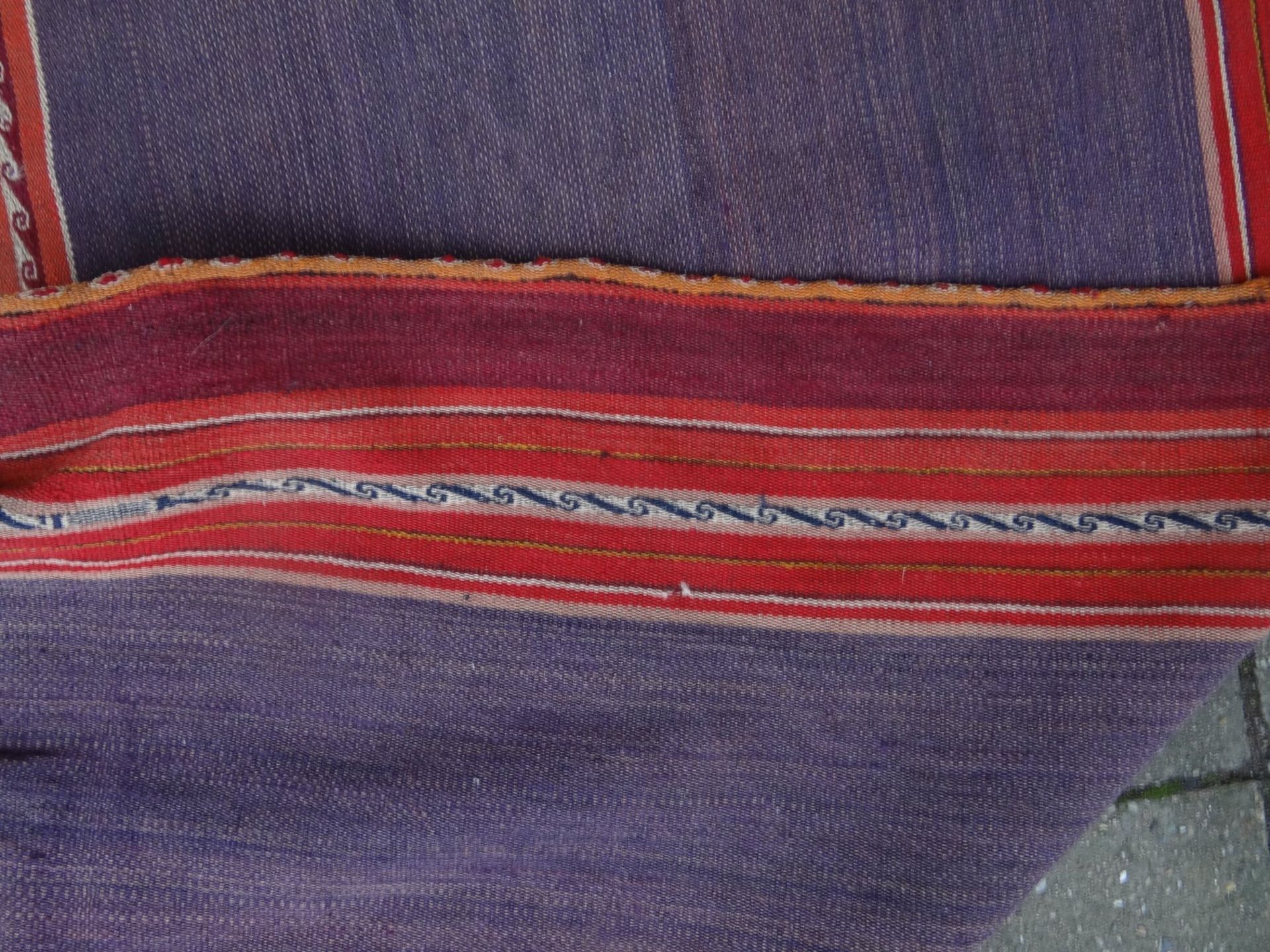 alter Nomaden Kelim , 130x120 cm, mittig bunte Bänder, Alters-u. Gebrauchsspure - Bild 7 aus 7