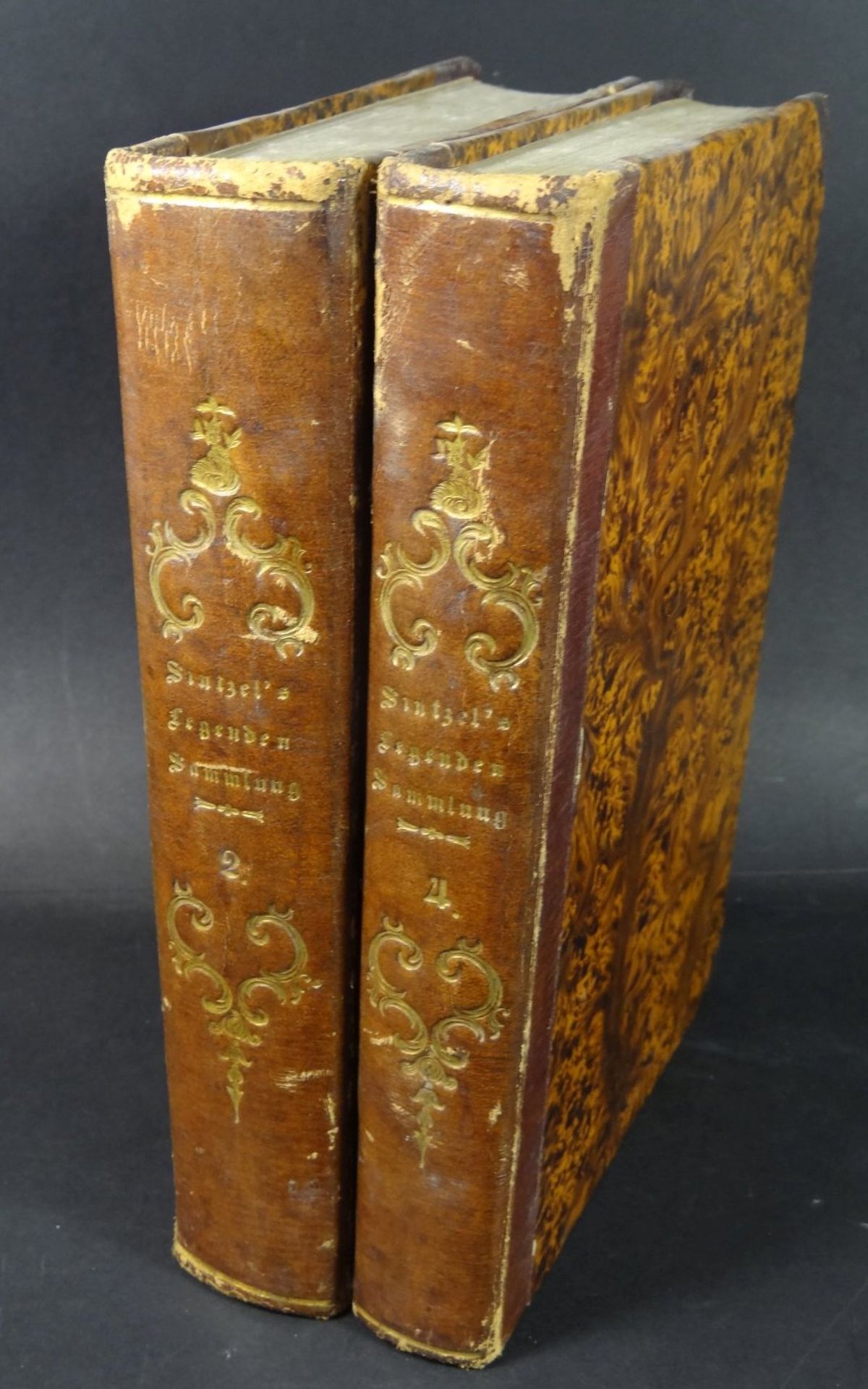 "Leben und Thaten der Heiligen" Augsburg 1840, Legenden-Sammlung, 4 Bde Nr. 1 bis 4,Halbleder, etwas