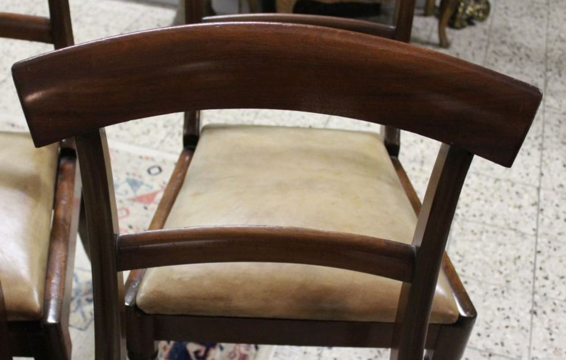 4x Biedermeier-Stühle, guter Zustand, lederbezogene Sitzfläche diese mit Gebrauchsspuren, H-86cm - Bild 3 aus 3