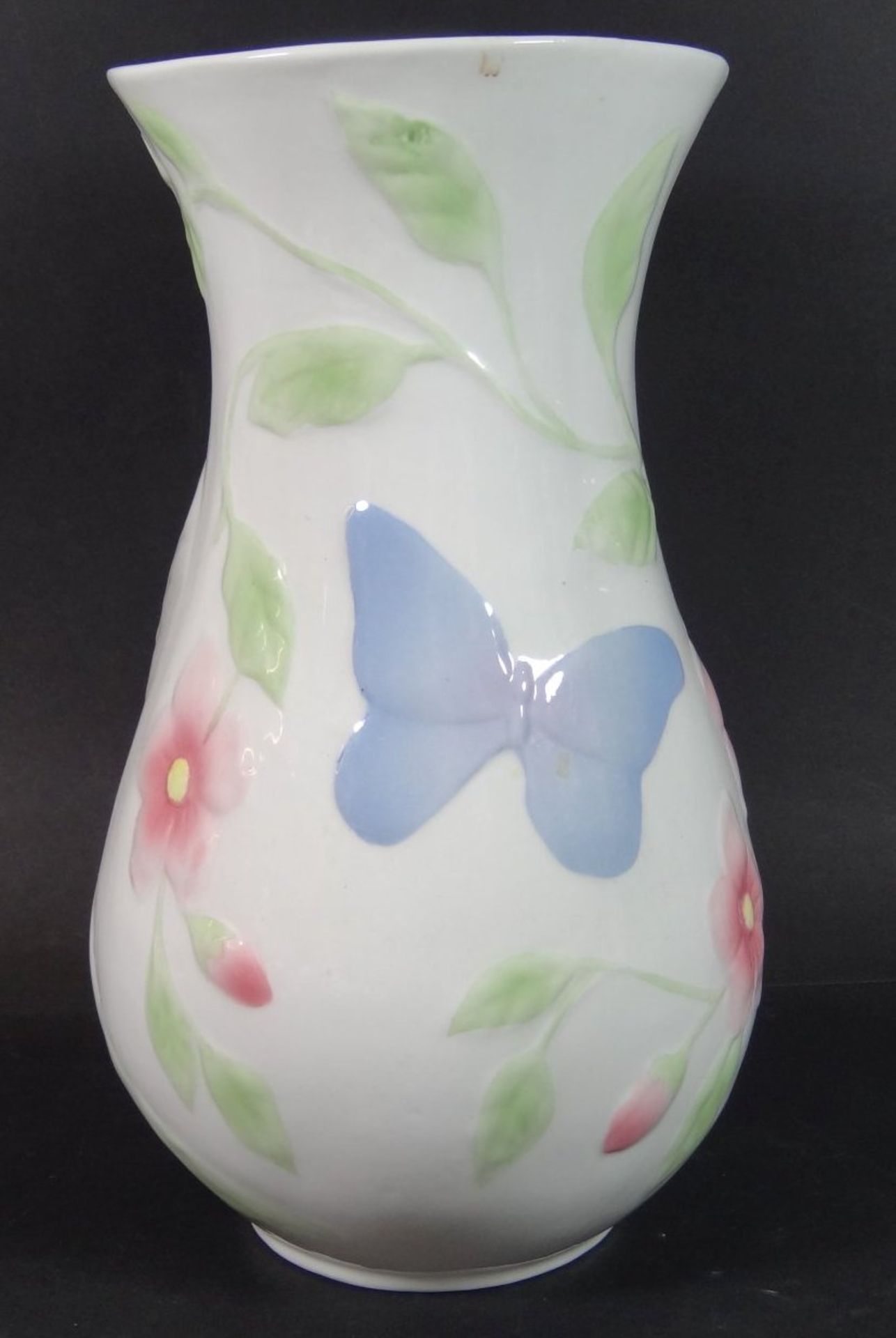 Vase mit Papagei und Blumendekor, Handarbeit, H-23 cm - Bild 2 aus 4