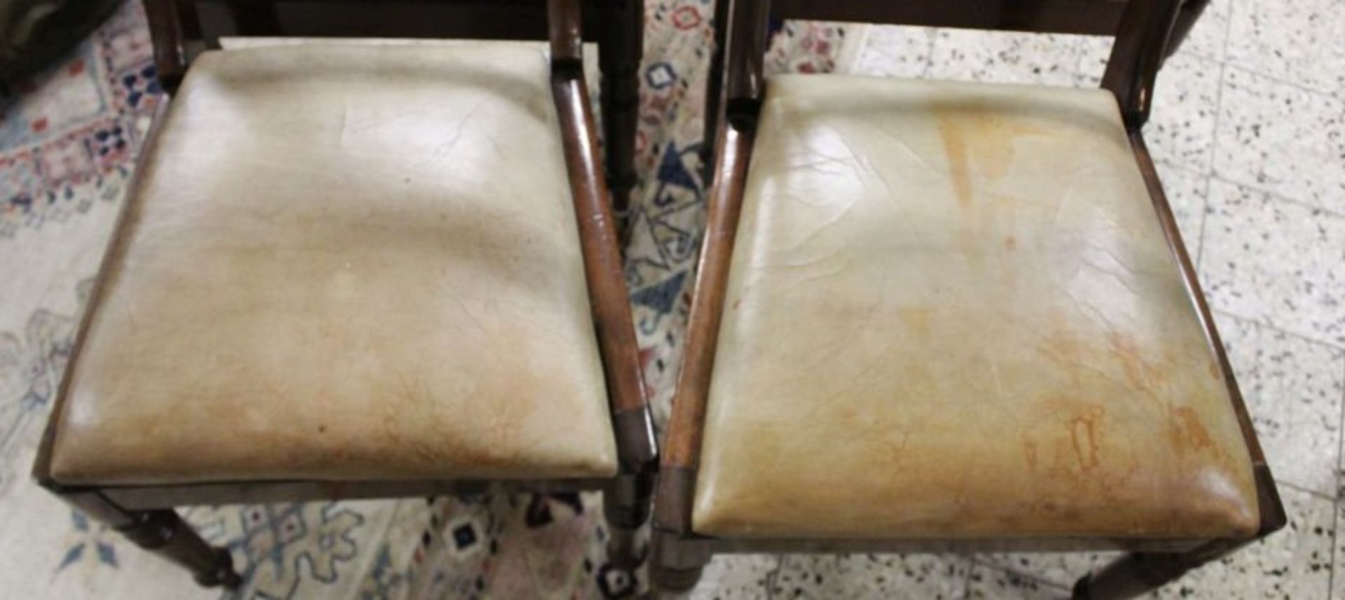 4x Biedermeier-Stühle, guter Zustand, lederbezogene Sitzfläche diese mit Gebrauchsspuren, H-86cm - Bild 2 aus 3