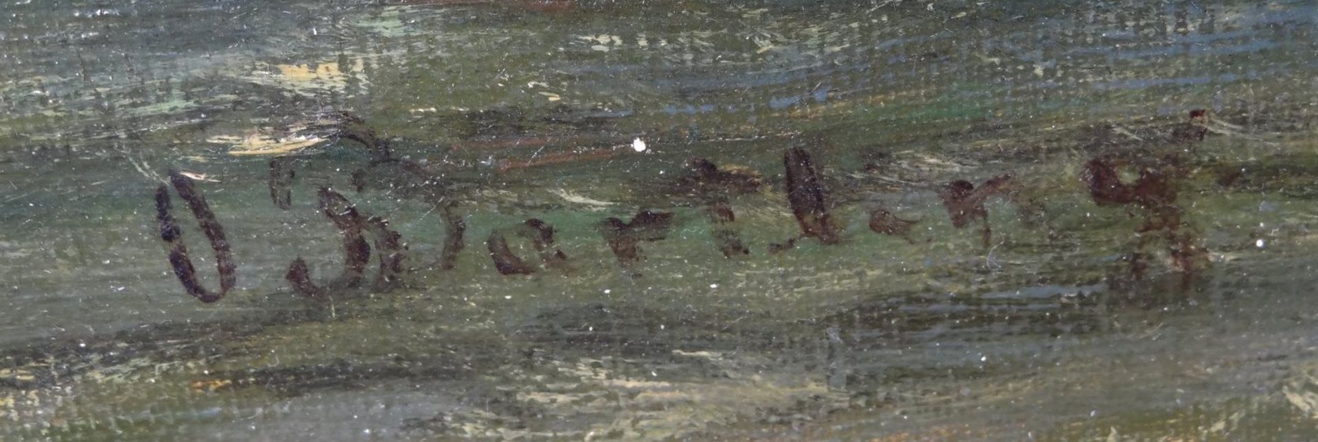 O. Bartling "Fischer in Mondnacht", Öl/Leinen, links leichter Kratzer, 47x65 c - Bild 5 aus 6