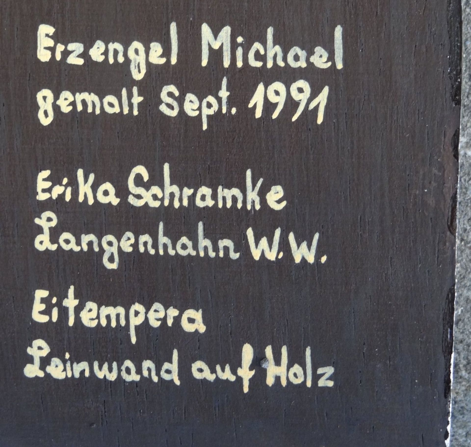 Erika Schramke, 1991 "Erzengel Michael" Ikonenmalerei auf Holz, 30x24 cm - Bild 6 aus 6
