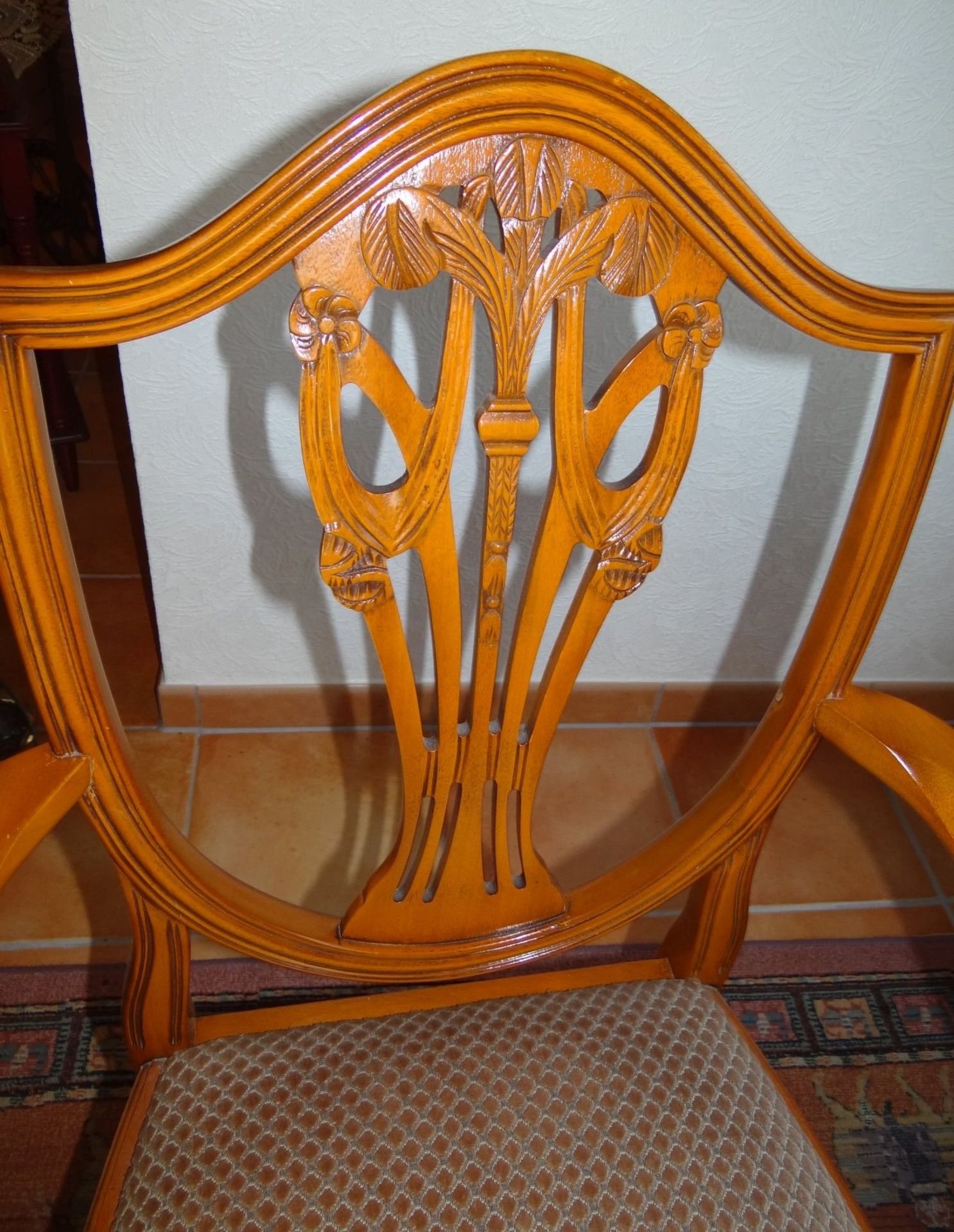 Esstisch mit 7 Stühlen im Sheraton-Stil, Kirsche, 3 Armlehnstühle, 4 Stühle, Tisch ausziehbar, - Bild 7 aus 8