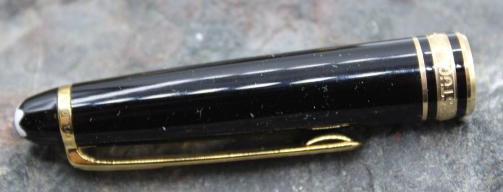 3tlg Schreibset, Montblanc Meisterstück Pix, Kolbenfüller, Feder aus 14 kt Gelbgold, - Bild 4 aus 5