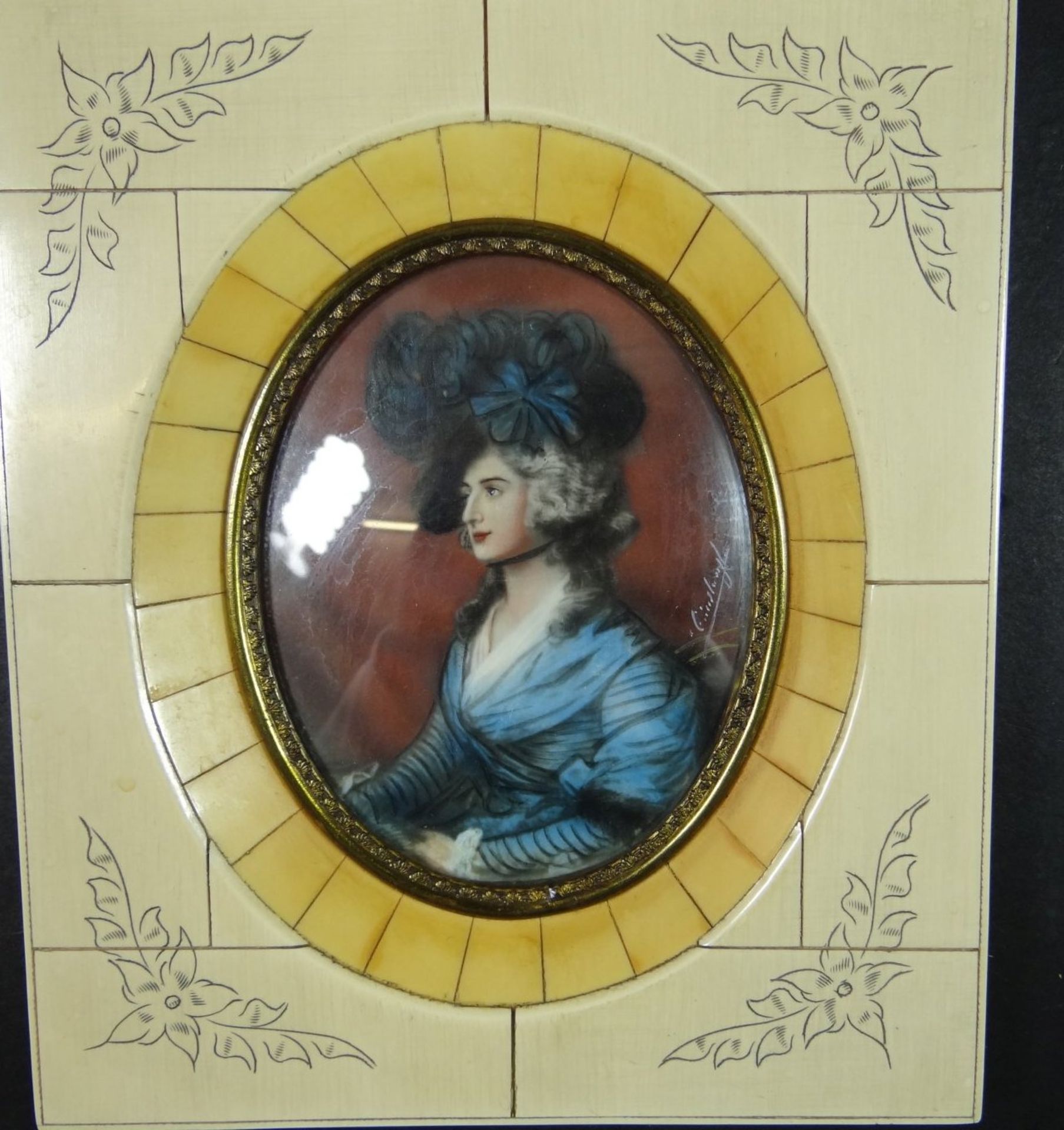 Miniatur-Portrait der Miss Sarah Siddons, 14x12 cm - Image 2 of 4
