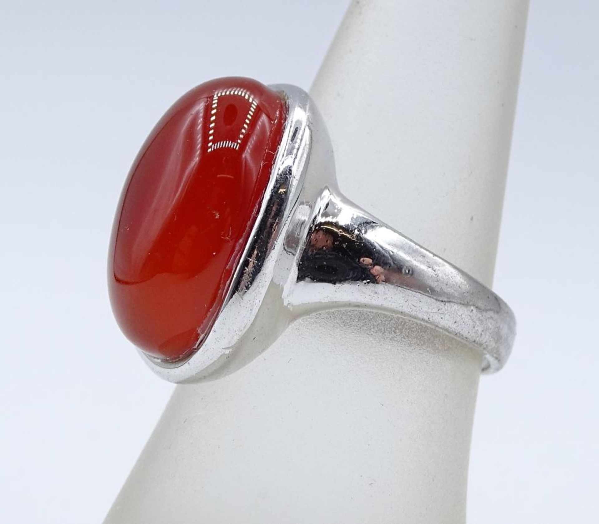 835er Silber Ring mit einen roten Cabochon,6,9gr., RG 55 - Bild 3 aus 3