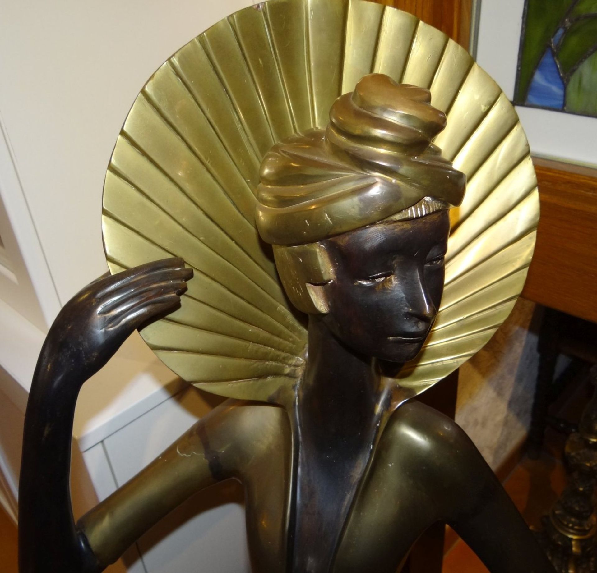 hohe Frauenfigur ,Bronze im Art Deko, H-120 cm, neuzeitlich - Bild 2 aus 6