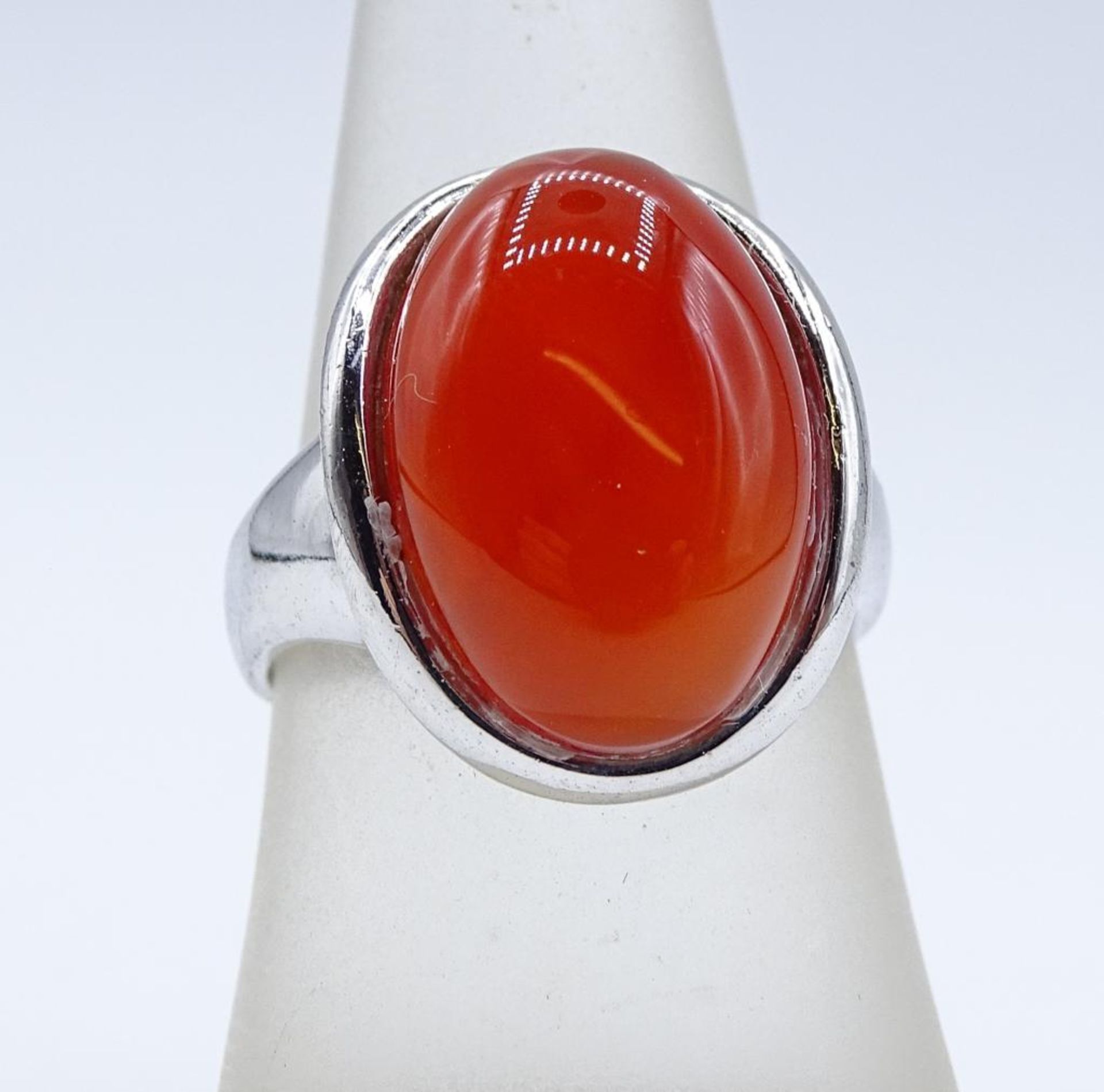 835er Silber Ring mit einen roten Cabochon,6,9gr., RG 55 - Bild 2 aus 3