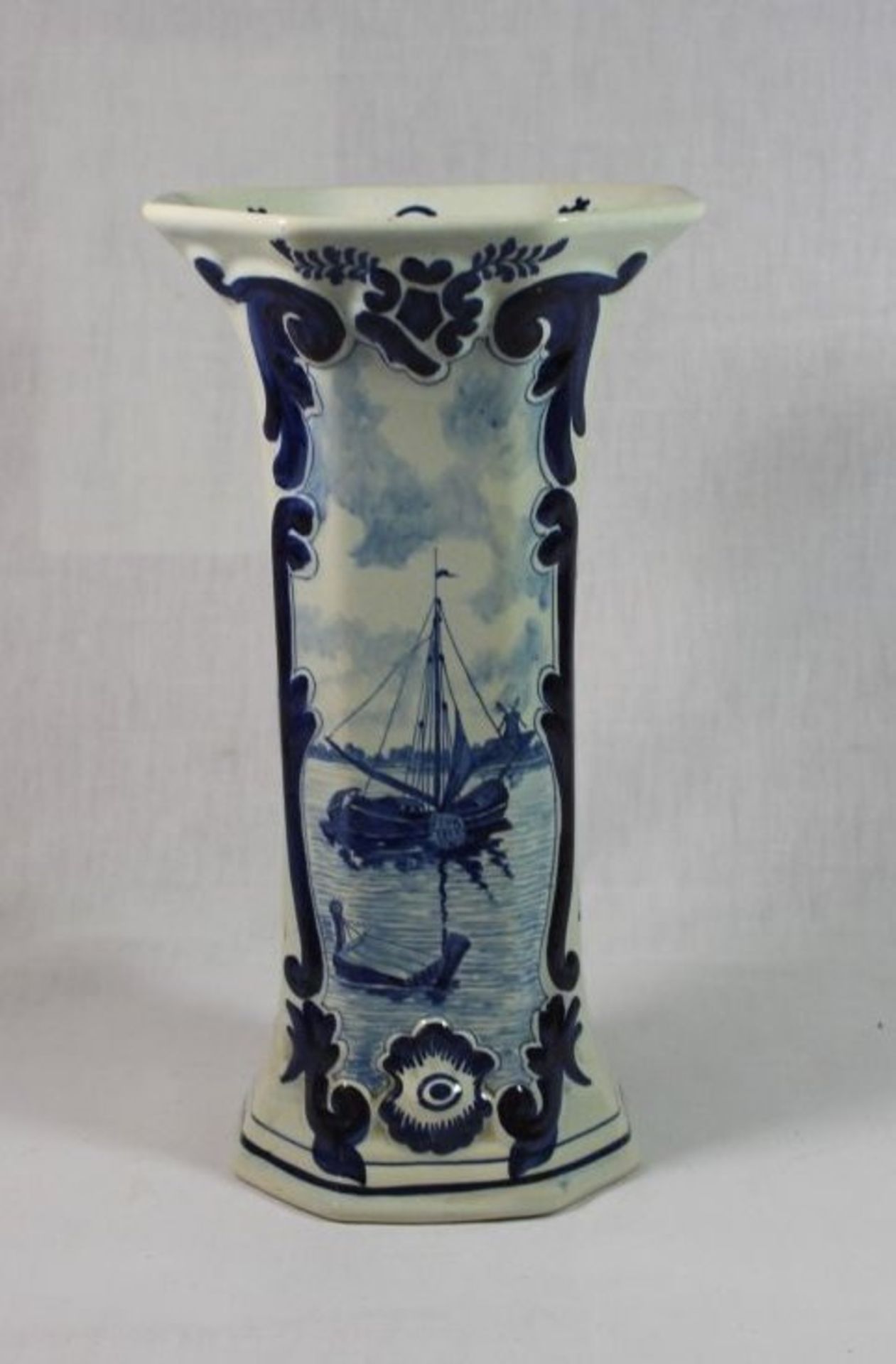 hohe Vase, Delft, gemarkt, Blaumalerei, älter, H-30cm.