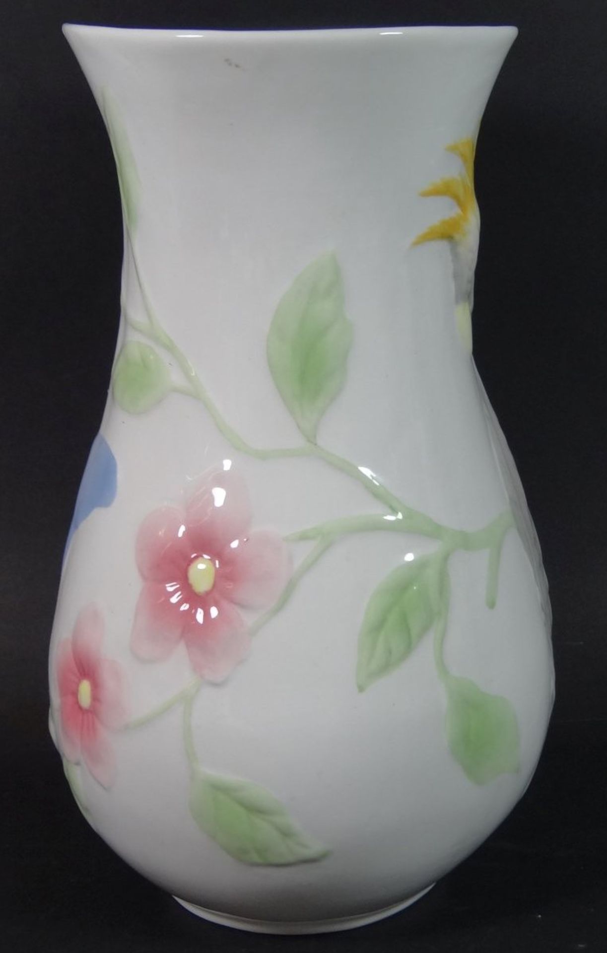 Vase mit Papagei und Blumendekor, Handarbeit, H-23 cm - Bild 3 aus 4