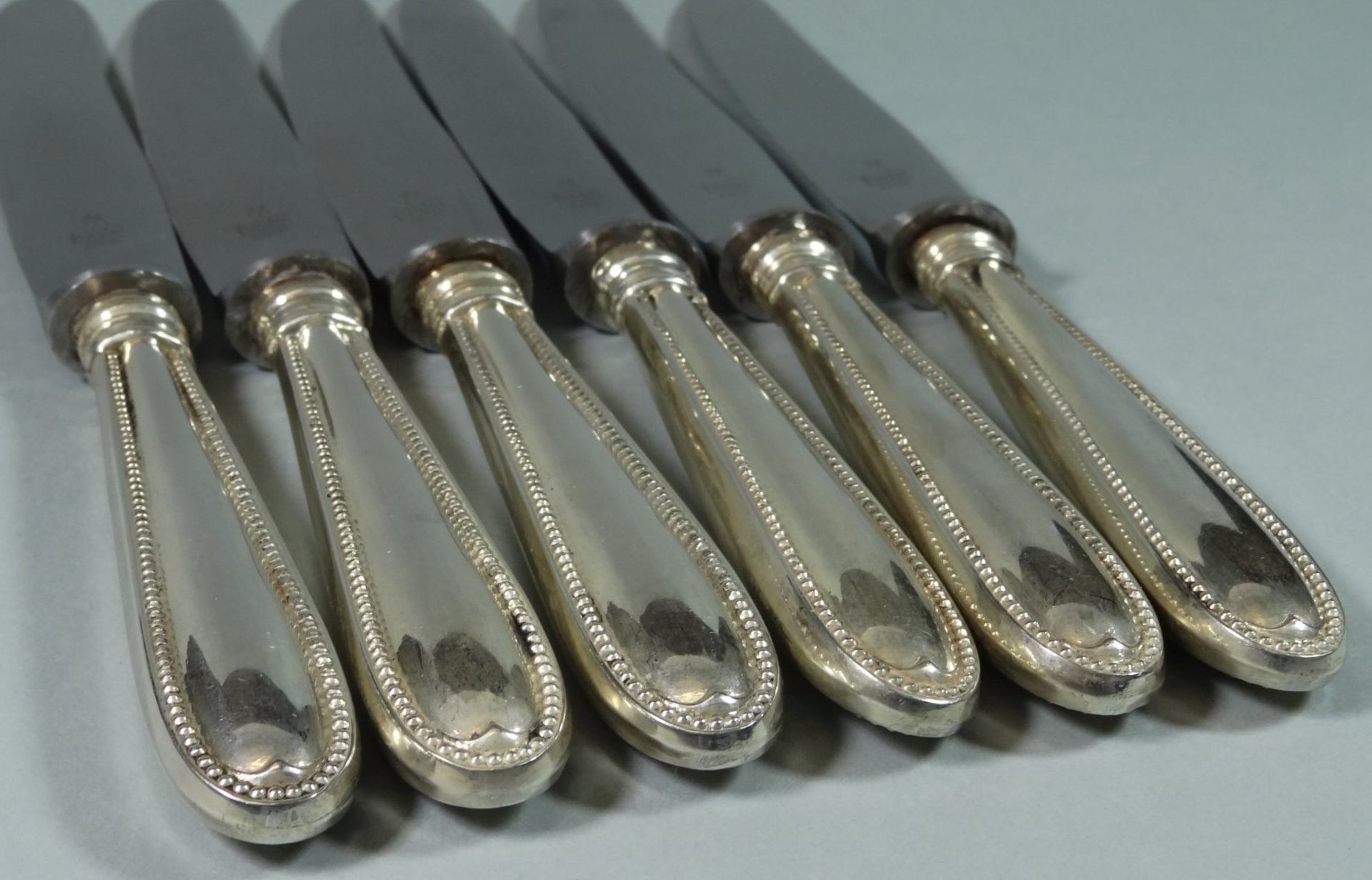 6x Messer mit Silbergriff-800-, L-21 cm - Bild 2 aus 5