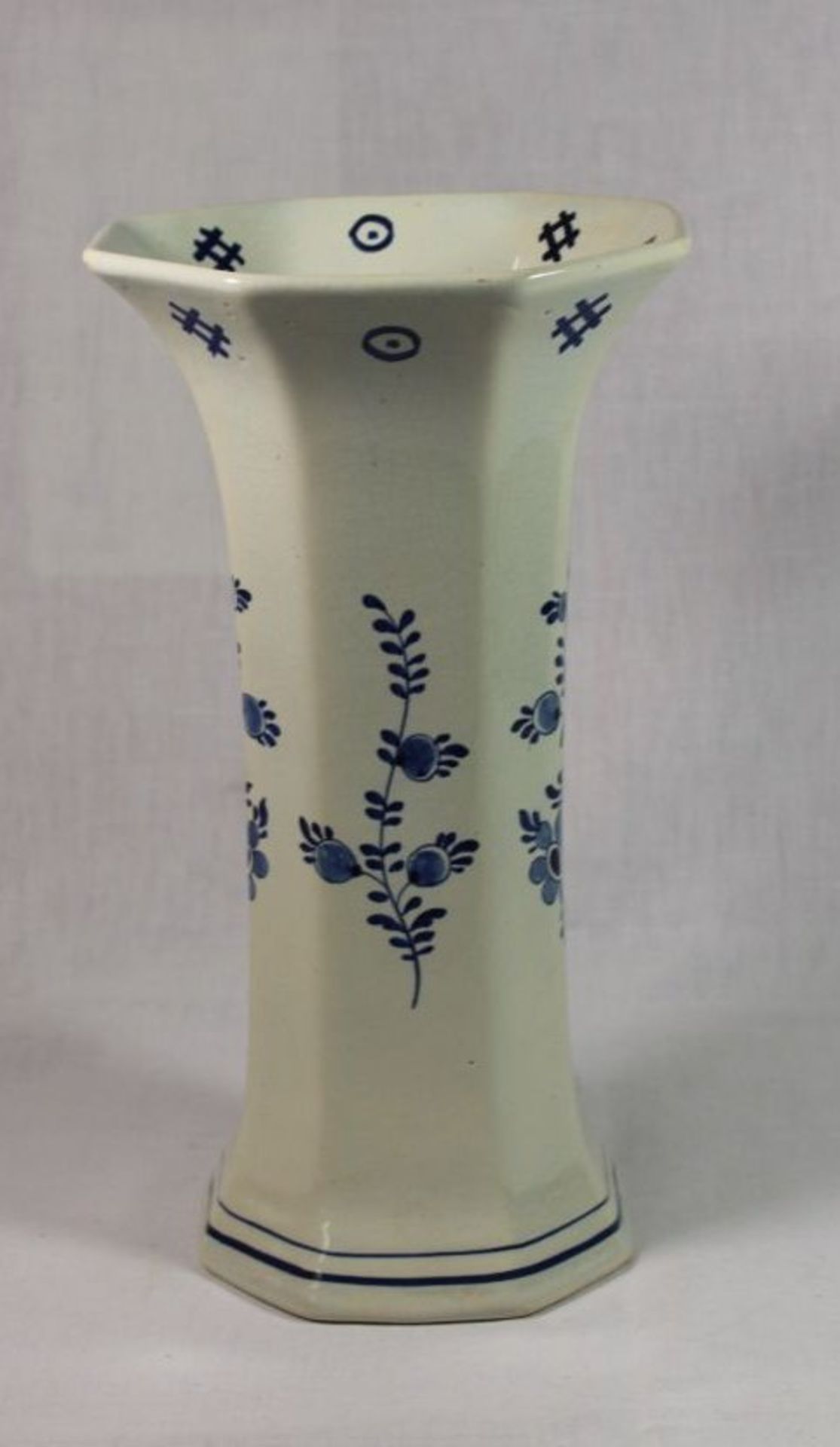 hohe Vase, Delft, gemarkt, Blaumalerei, älter, H-30cm. - Bild 2 aus 3