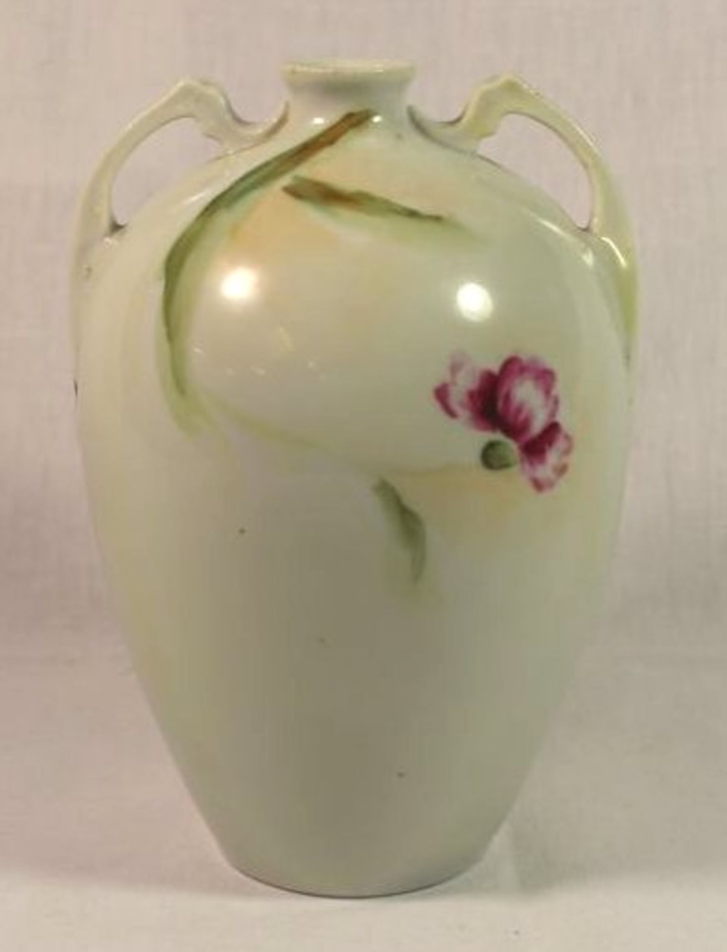 Jugendstil-Vase, handbemalt, "Nippon" Japan, berieben, H-21cm. - Bild 2 aus 4