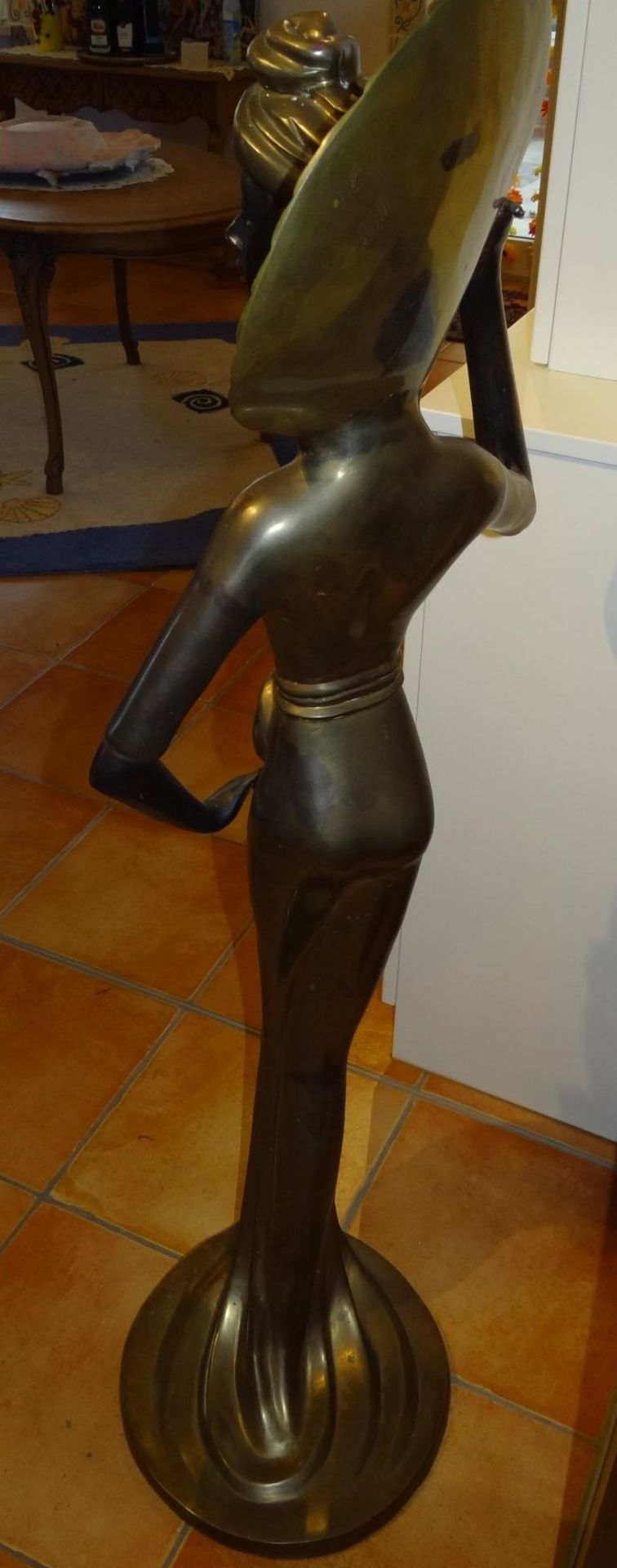 hohe Frauenfigur ,Bronze im Art Deko, H-120 cm, neuzeitlich - Bild 5 aus 6