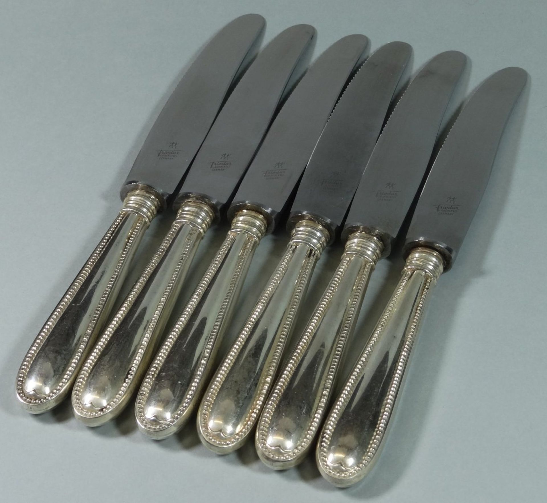 6x Messer mit Silbergriff-800-, L-21 cm