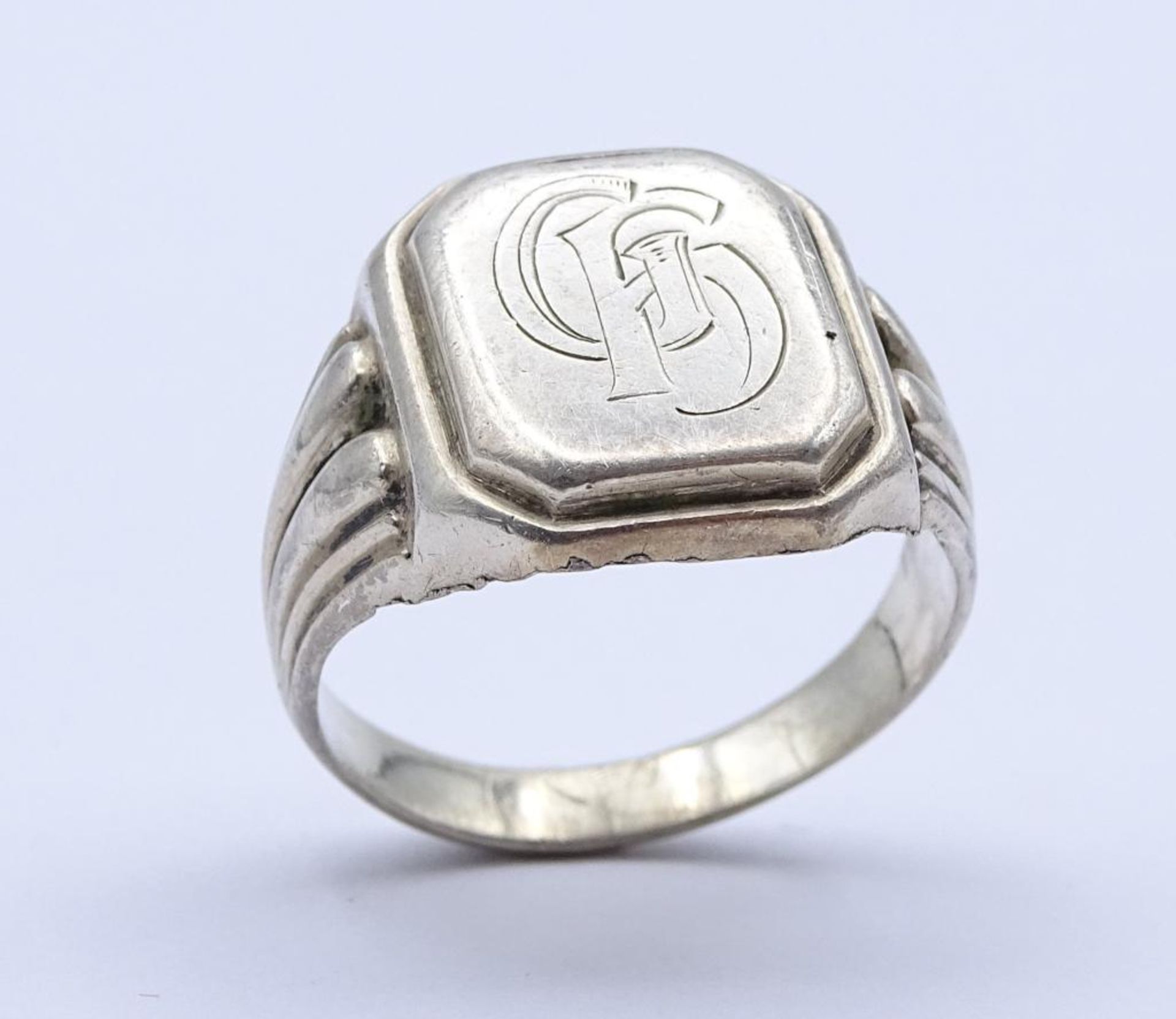 835er Silber Ring mit Initialen,8,3gr., RG 64