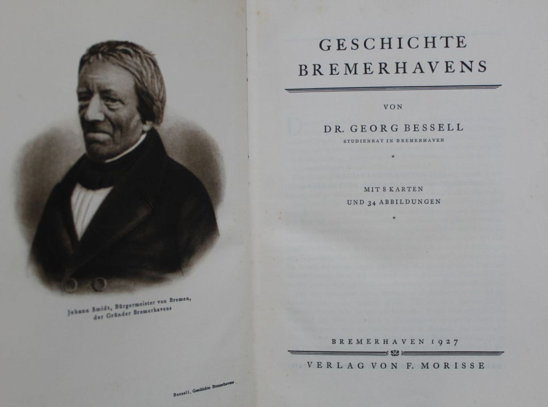 "Geschichte Bremerhavens" von Dr.Georg Bessell, 1927,mit 8 Karten und 34 Abbildungen - Bild 2 aus 7