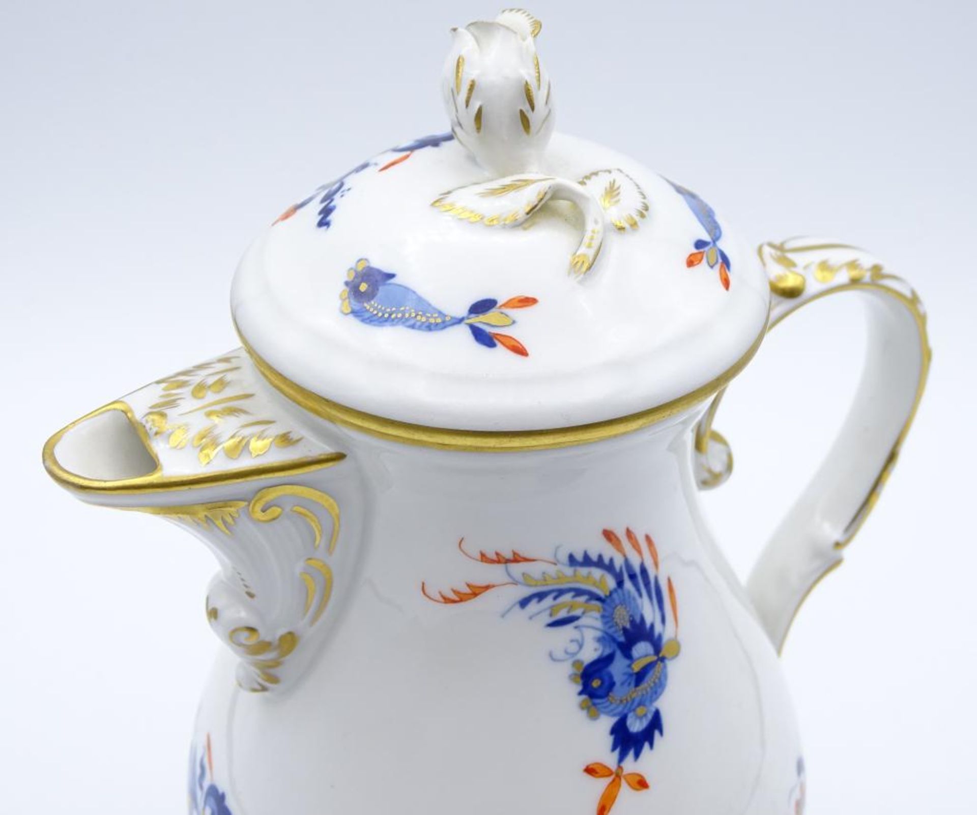 Kleine Portionskanne "Meissen",Schwertermarke,reicher blauer Drache Dekor,Goldran,1.Wahl,H-17cm - Bild 3 aus 7