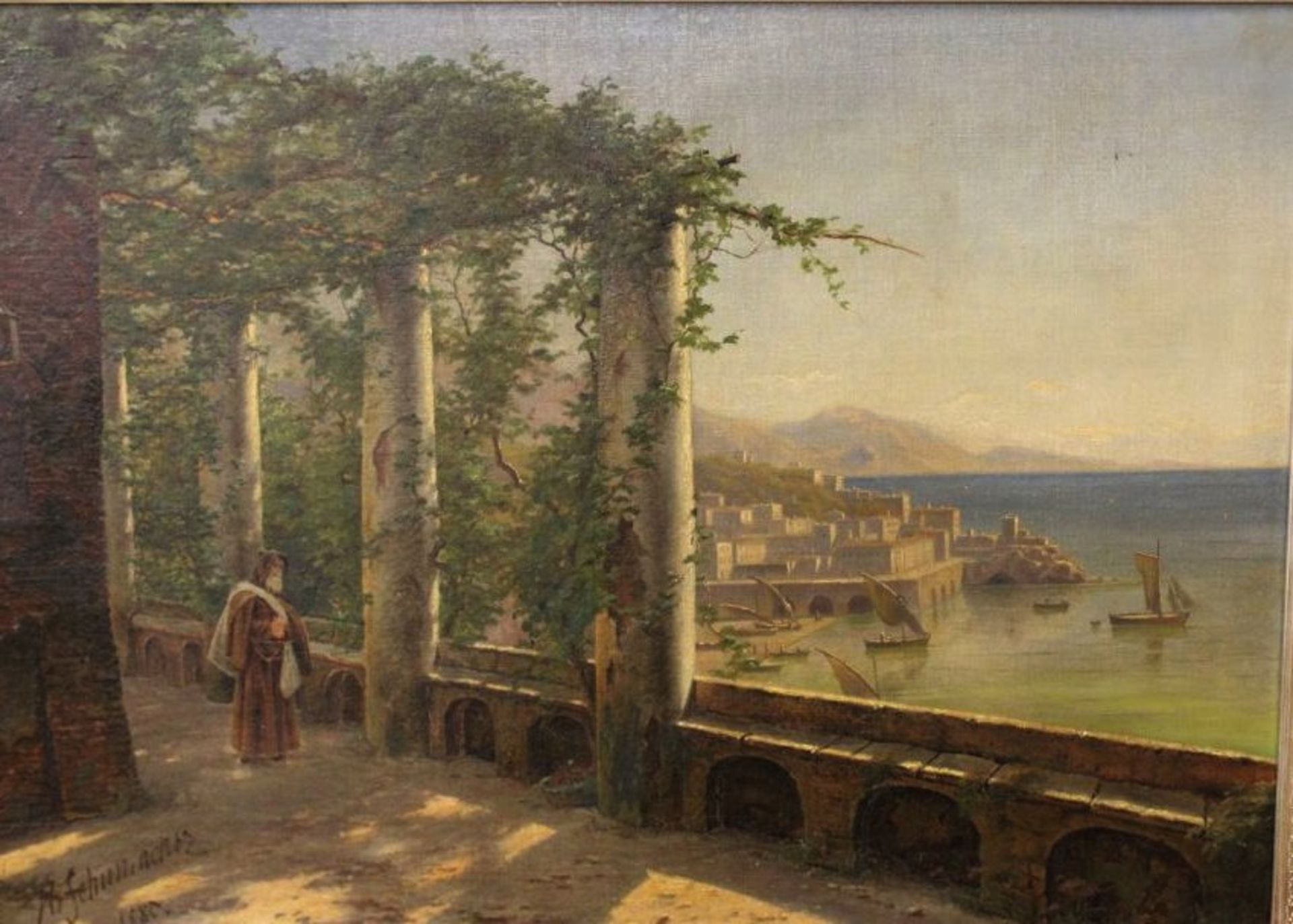 Harald Peter W. SCHUMACHER (1836-1912) "Pergola von Sorrente", datiert 1885, Öl/Leinwand, gerahmt,