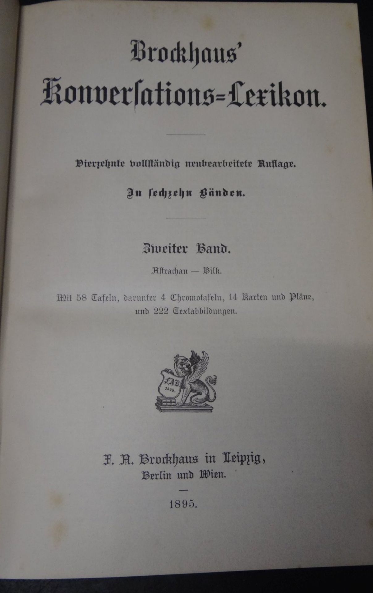 "Brockhaus Konversations Lexikon" 1895, in 16 Bänden, mit Chromtafeln etc., gut erhalten mit - Bild 3 aus 6