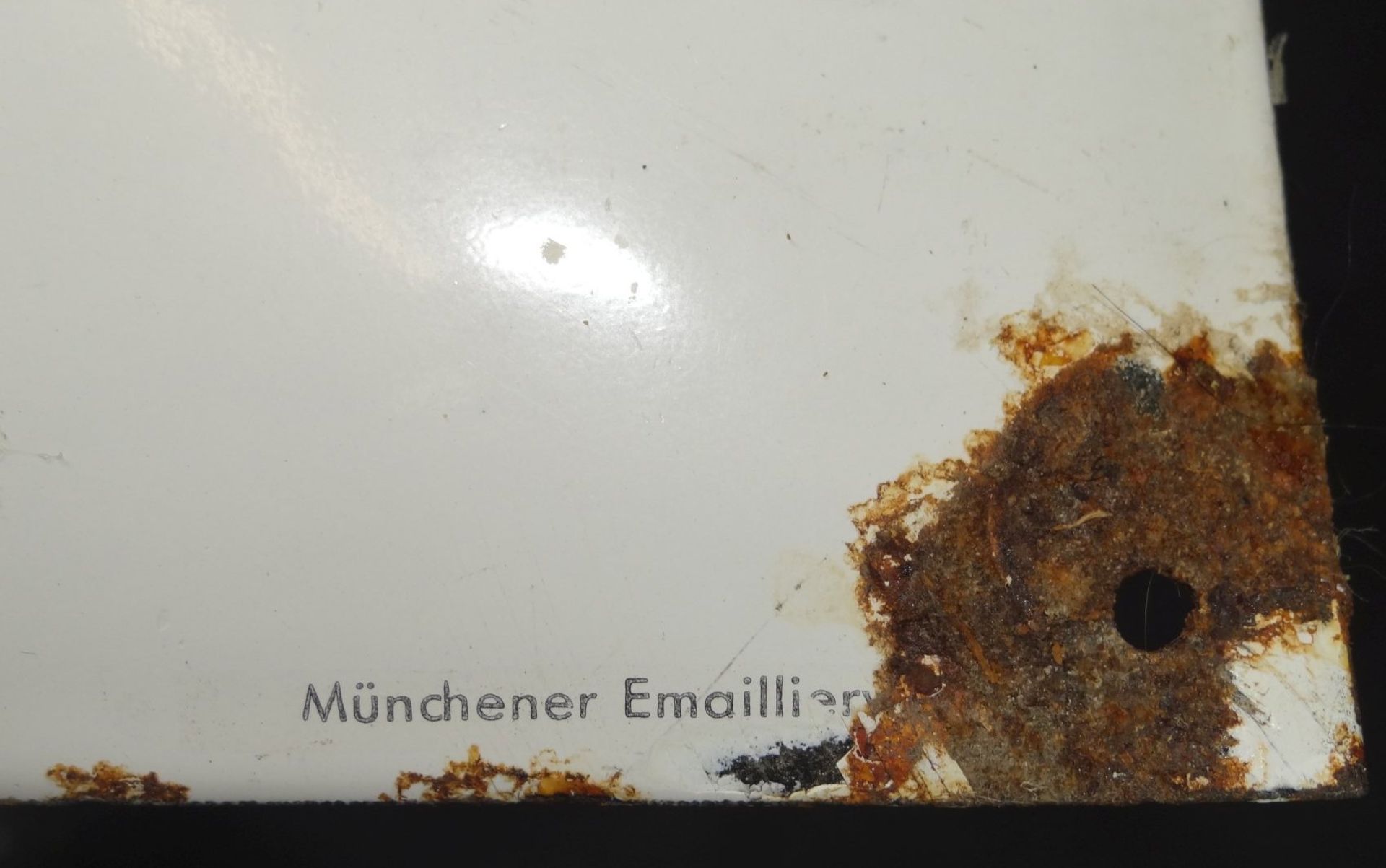 altes emailliertes Firmenschild, , Alters-u. Gebrauchsspuren, gewölbt, 20x30 cm - Bild 4 aus 4