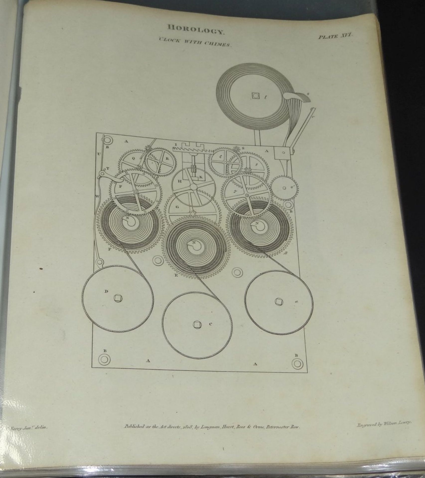 umfangreiche Seitensammlung "Historische Uhrentechnik um 1820" mit ca. 40 Tafeln aus der The - Bild 6 aus 10