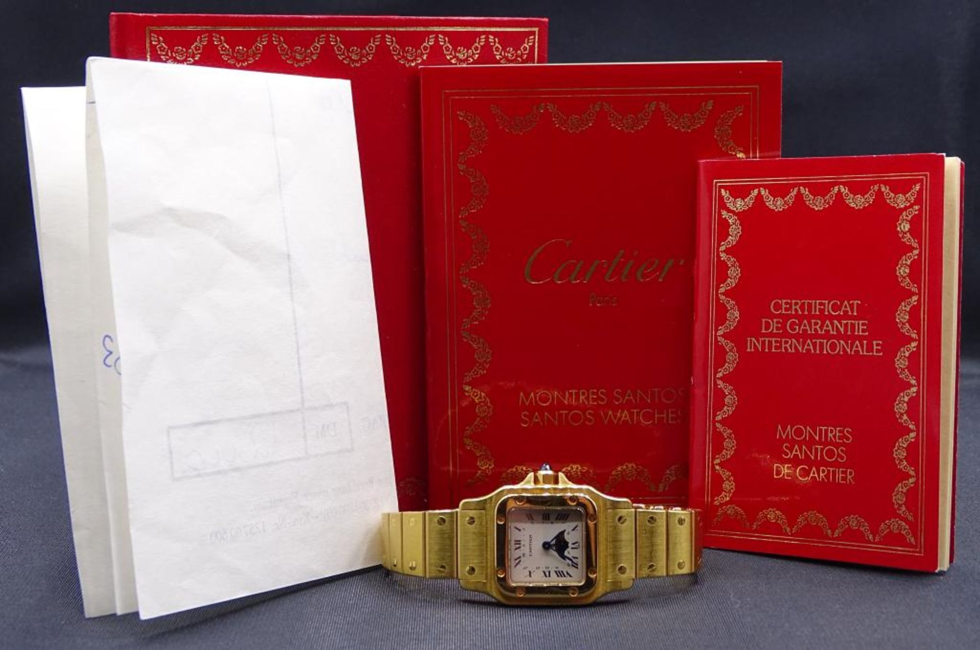DAU "Cartier-Santos",vollgold 750/000, Quartz,Mondphase,ges.Gew.79,5gr.,mit Dokumente - Bild 10 aus 10
