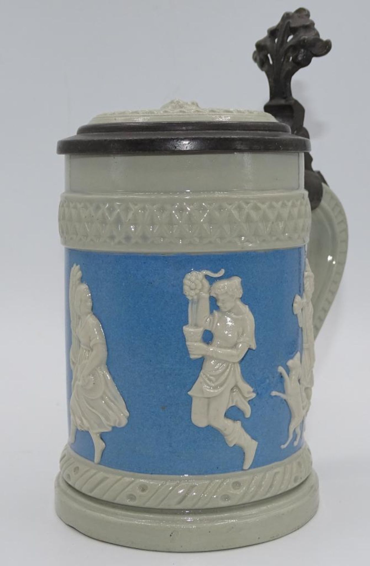 Bierkrug,Mettlach-Villeroy&Boch, Zinnkrug,auf Deckel Putti Kopf,H-16cm - Bild 3 aus 6