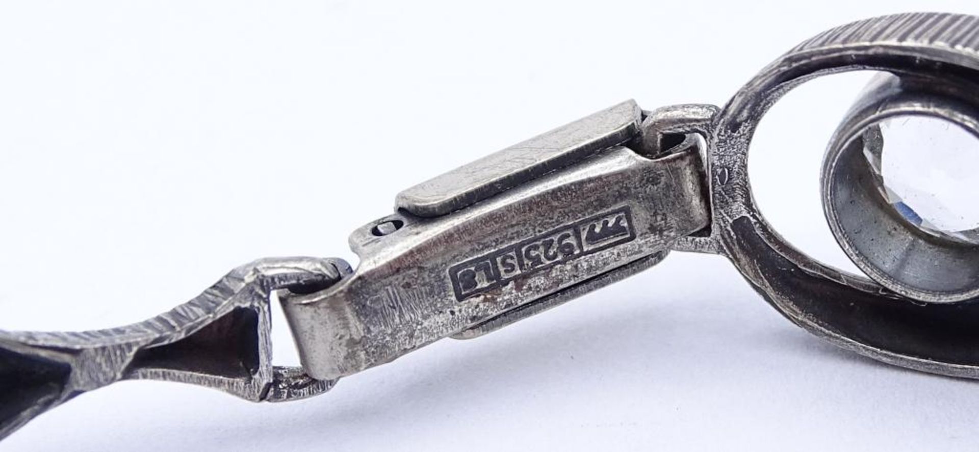 925er Silber Armband mit klaren Steinen,ca.L- 19,5cm, 14,8gr., - Bild 5 aus 5