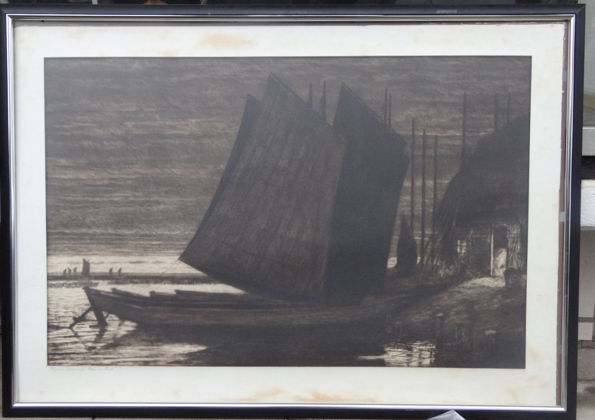 Hans ENDE AM (1864-1918)"Feierabend'' grosse Radierung, 61,5 x 89 cm ger/Glas, RG 70x110 cm, von