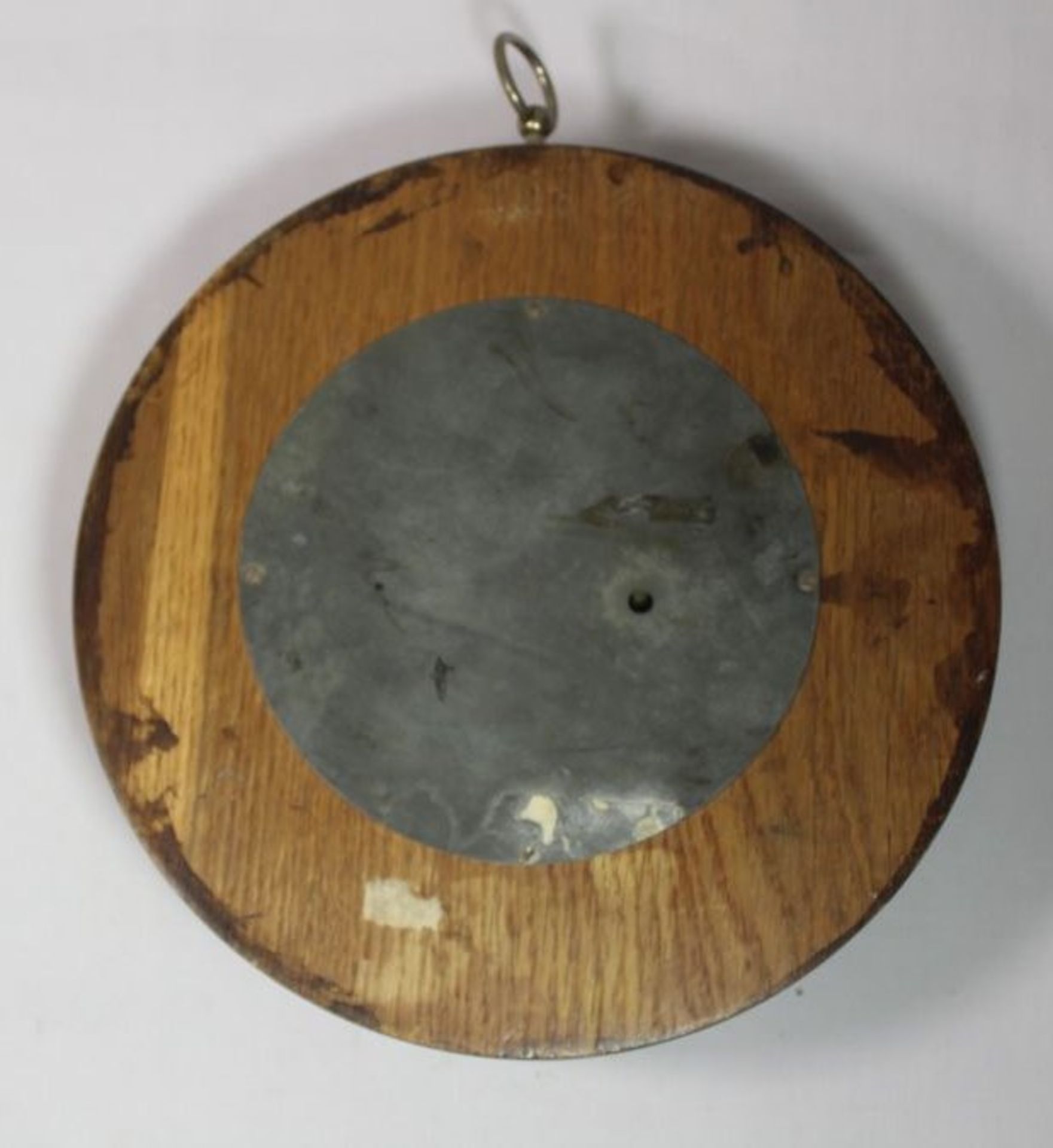 rundes Wandbarometer, älter, beschnitztes Holzgehäuse, D-23cm - Bild 3 aus 3