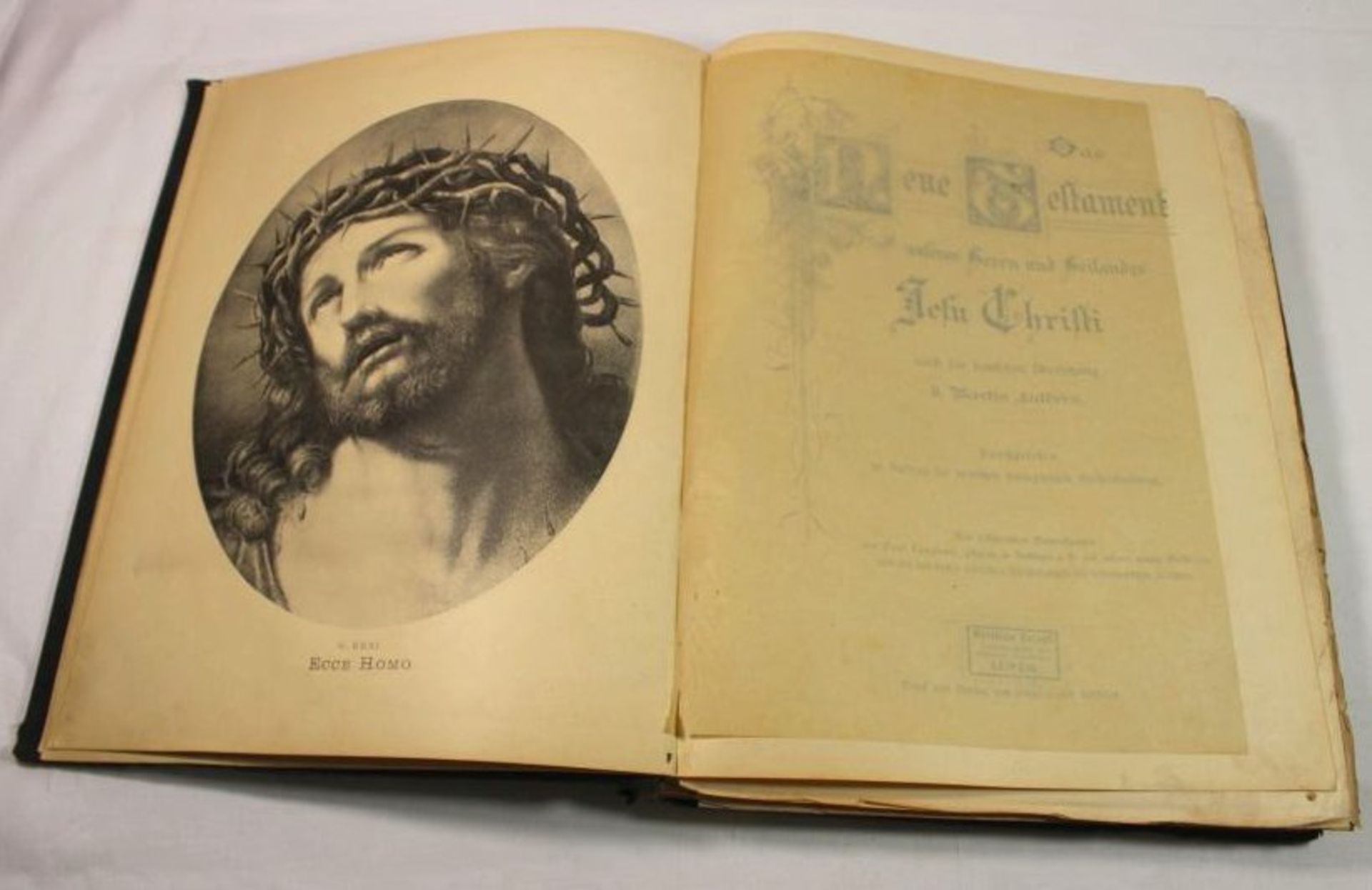 Das Neue Testament unseres Herren und Heilandes Jesu Christi, um 1900, starke Alters-u. - Bild 2 aus 2